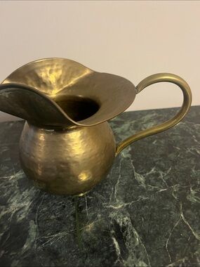 Brass Hammered Pitcher - Antique-Style Decorative Vase